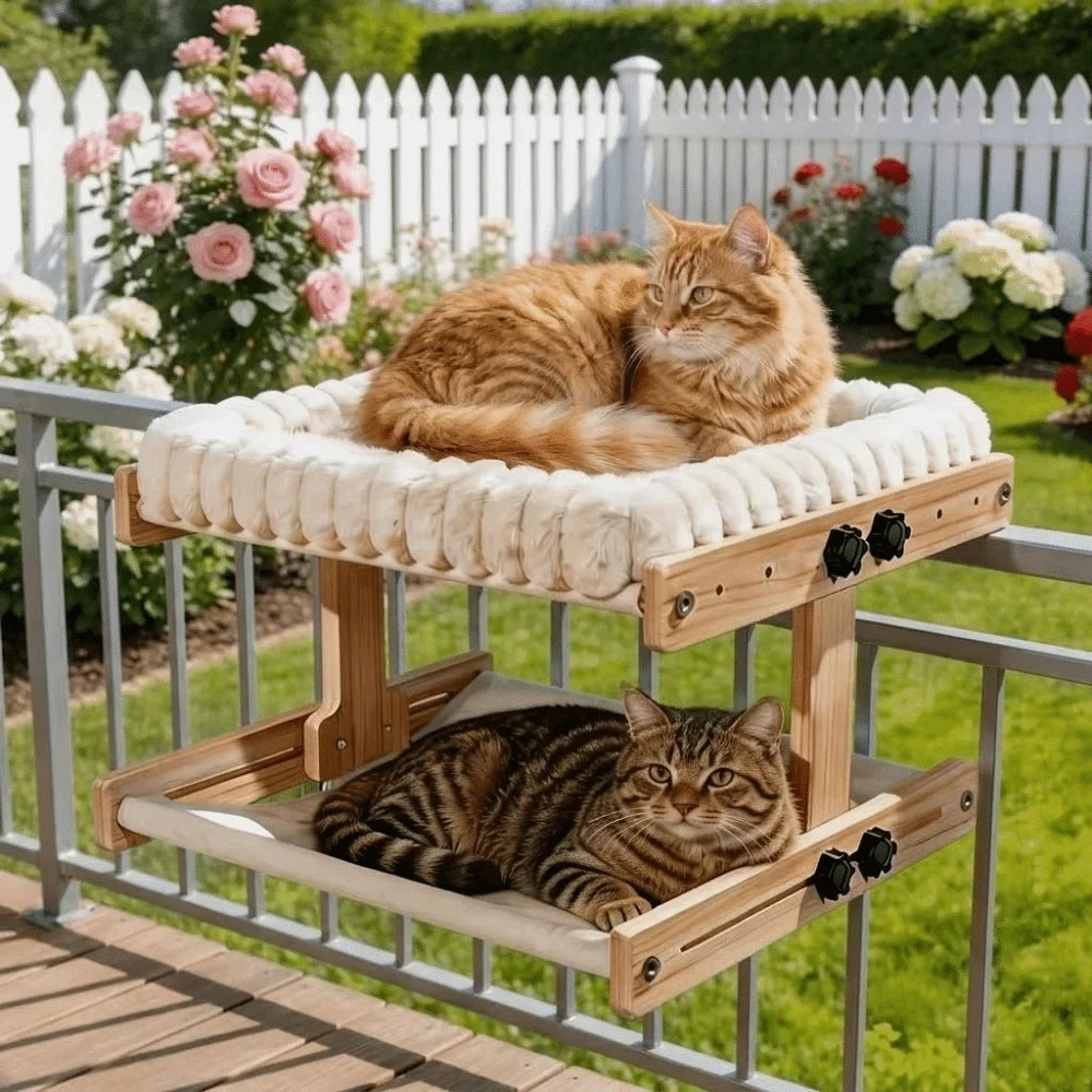 Adjustable Cat Window Perch – Wooden Frame & Detachable Cushion Cat Window Perch Qme
