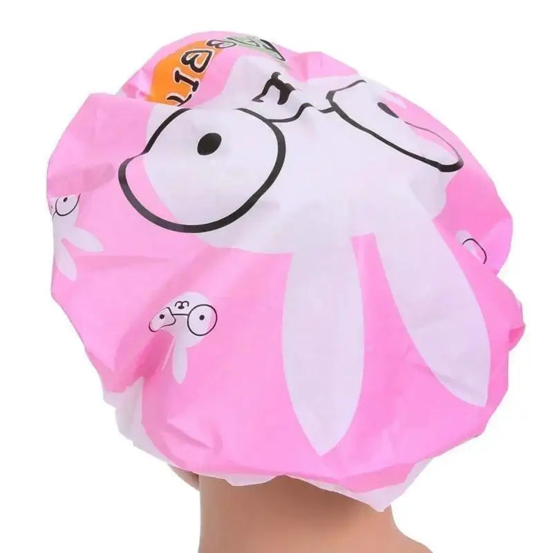Cartoon Shower Caps for Women – Colorful Bath Hair Covers 4Pcs Shower Cap Set Qme