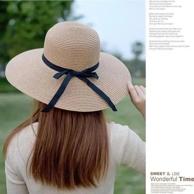 Women's Foldable Wide Brim Straw Beach Hat | Sun Protection Wide Brim Straw Hat Qme