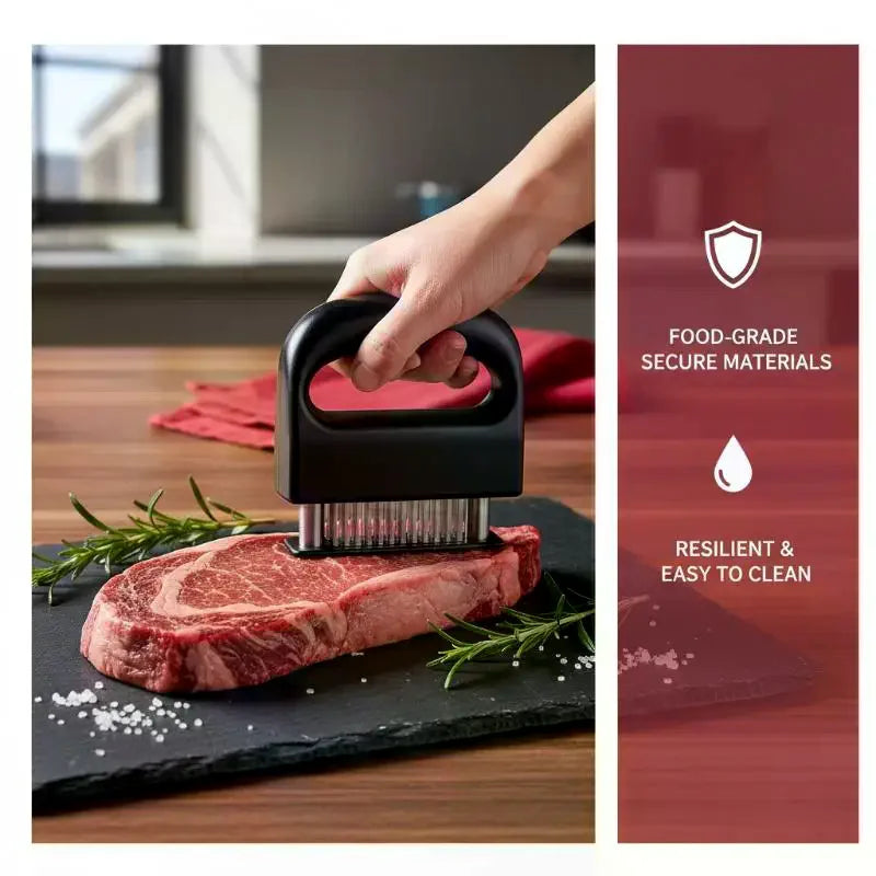 48-Needle Stainless Steel Meat Tenderizer – Steak & BBQ Tool Meat Tenderizer Qme