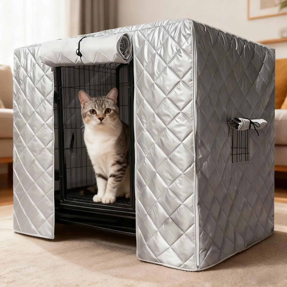 Waterproof Dog Crate Cover – Breathable Roll-Up Window Dog Crate Cover Qme