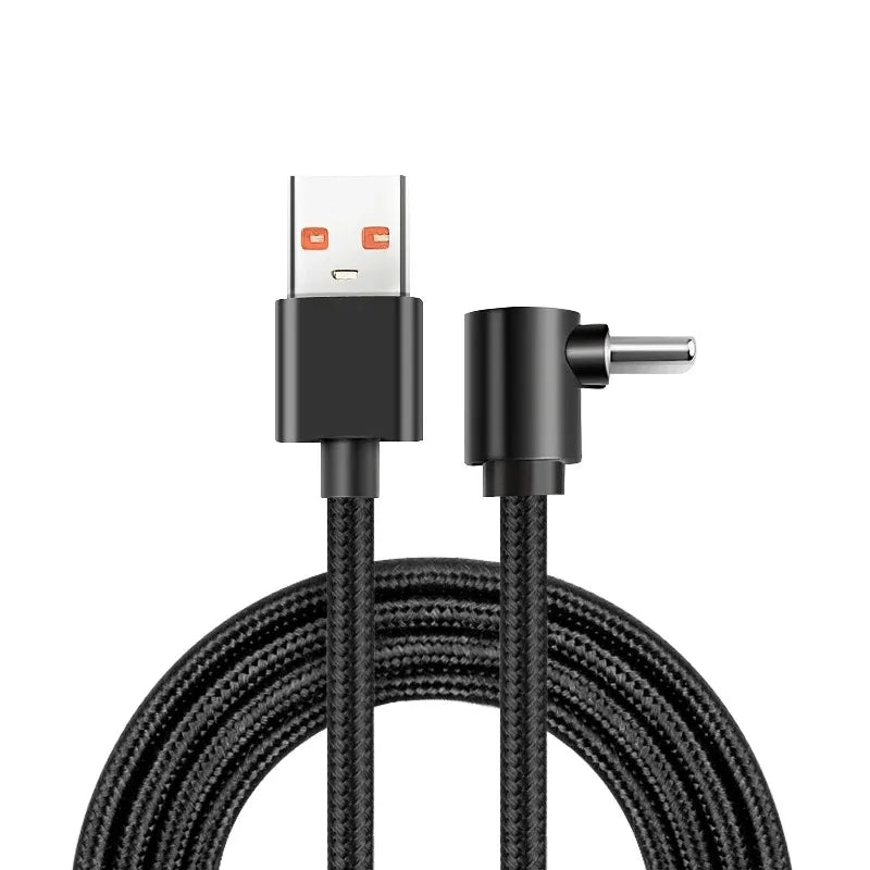 90° Braided USB-C Fast Charging Cable PD | 4 Lengths USB-C Charging Cable Qme Black 0.5m