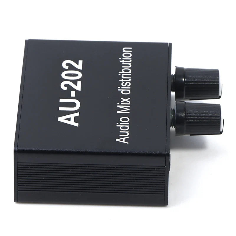 Stereo Audio Mixer Headphone Distributor 2-In 2-Out DC 5-19V Stereo Audio Mixer Qme