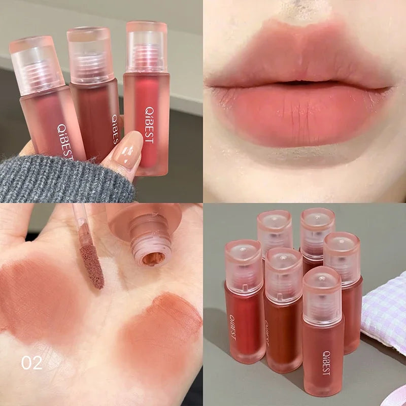 Qibest 6-Color Velvet Matte Liquid Lipstick – Waterproof Matte Liquid Lipstick Qme 02
