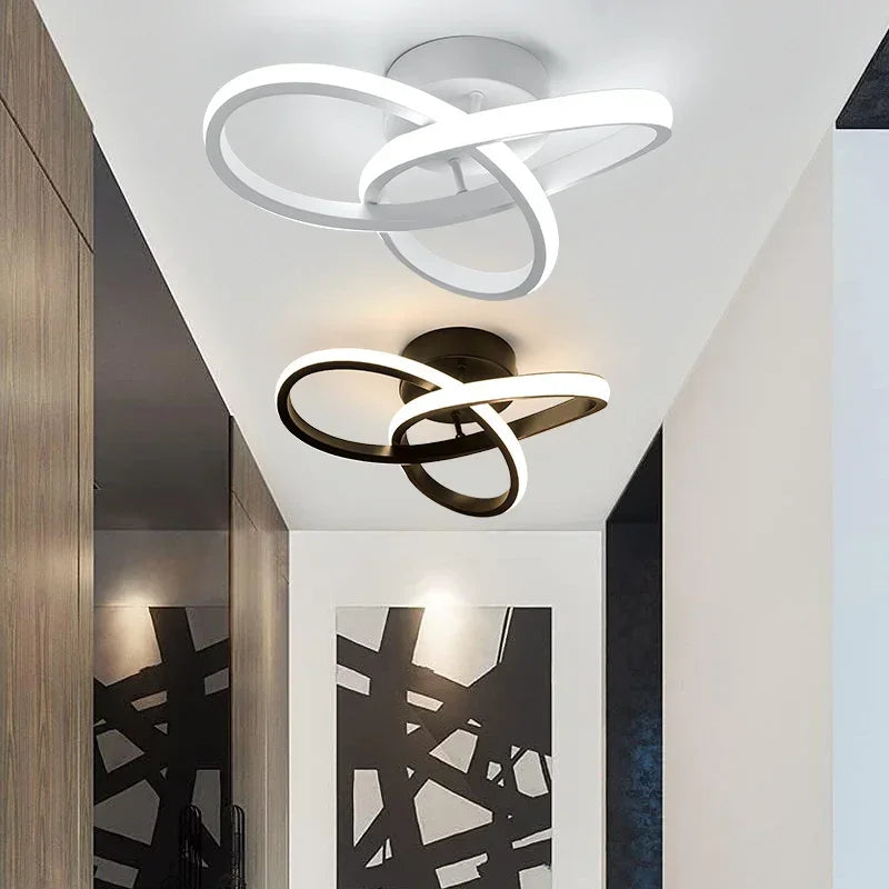 Black Nordic LED Semi-Flush Ceiling Lamp | 3 Color Temperatures LED Ceiling Light Qme