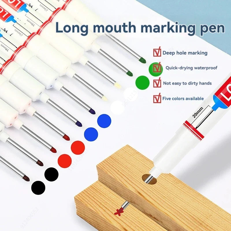 Deep Hole Long Nib Marker Pens – Waterproof 8-Pack Deep Hole Marker Pen Qme