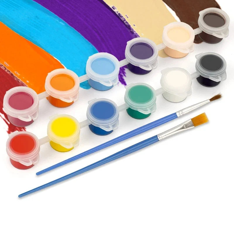 12-Color Acrylic Paint Set with Brushes – DIY Gypsum Doll Kit Acrylic Paint Set Qme A