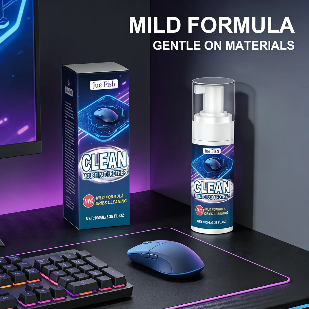 Mouse Pad & Keyboard Cleaner | Quick-Drying Stain Remover Desk Surface Cleaner Qme