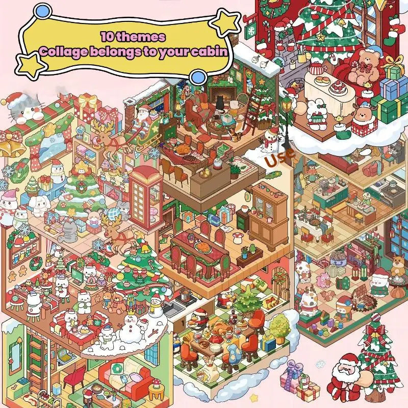 Christmas Miniature Scene Diorama Stickers | DIY Craft Set DIY Craft Stickers Qme