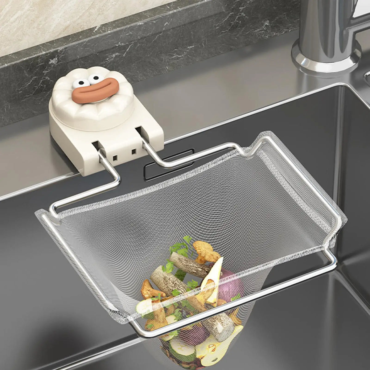 Folding Sink Strainer Basket with 50 Filter Mesh Bags Sink Strainer Basket Qme