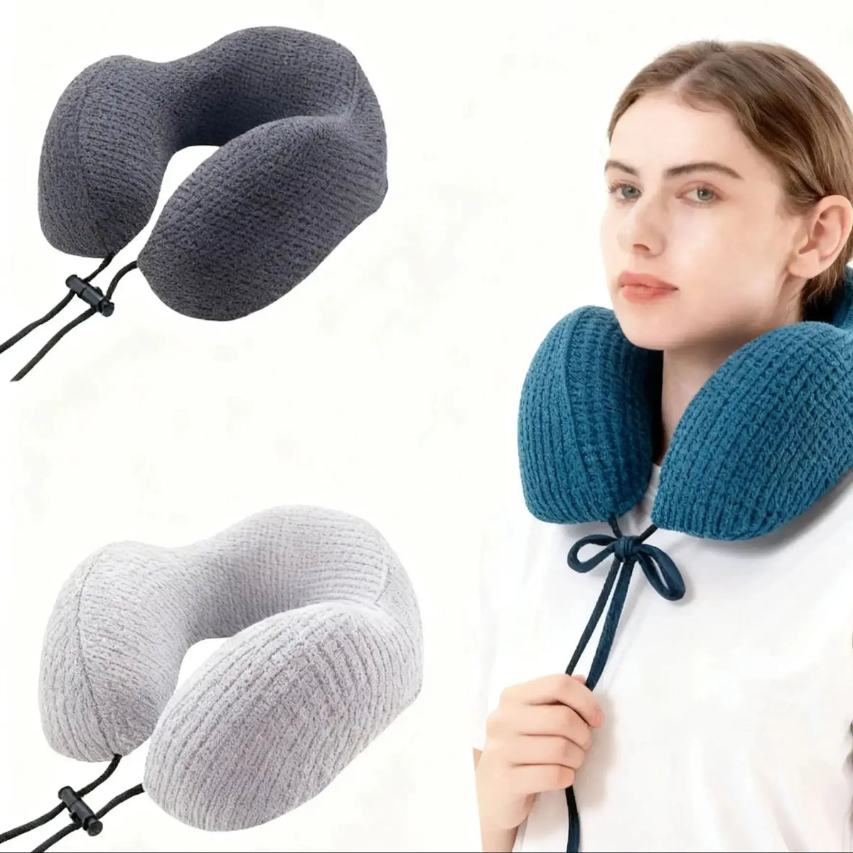 U-Shaped Memory Foam Travel Neck Pillow – Soft & Portable Travel Neck Pillow Qme