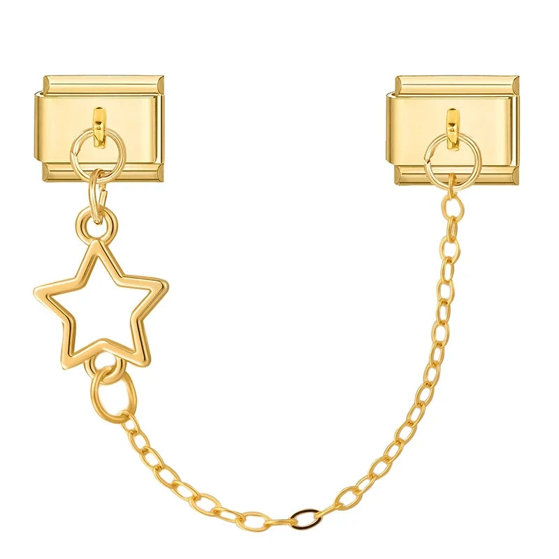 Zircon Heart Moon Stars Planet Italian Charm Links | 9mm Fit