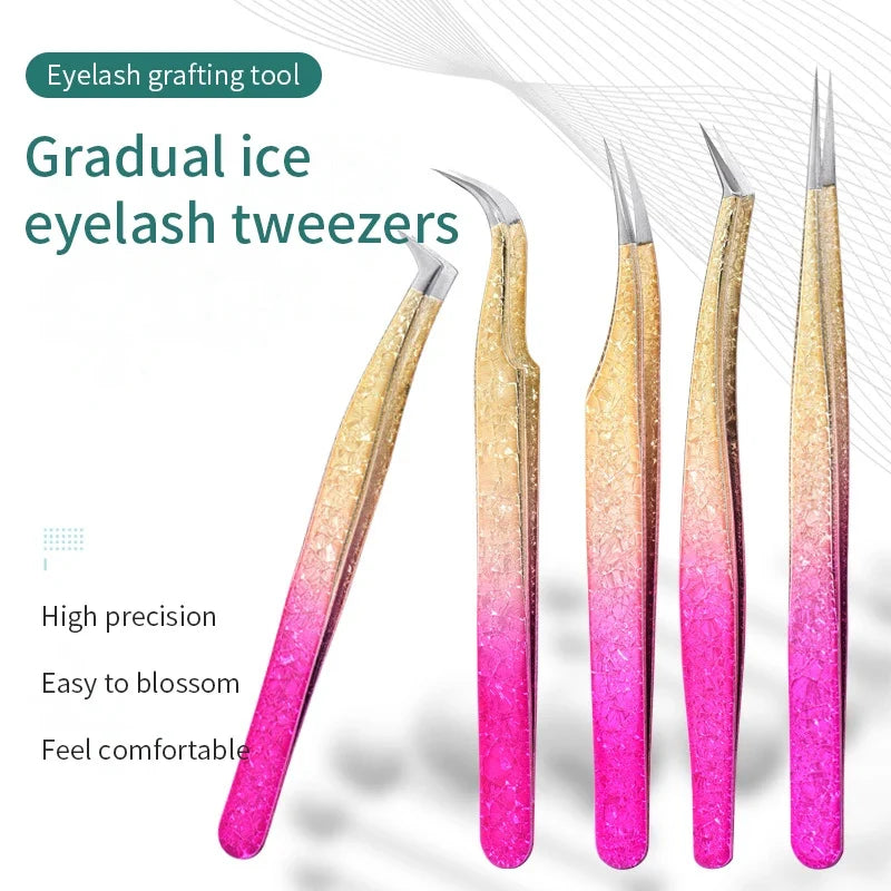 Ice Flower Anti-Static 3D Eyelash Tweezers | Lash Extensions Eyelash Tweezers Qme