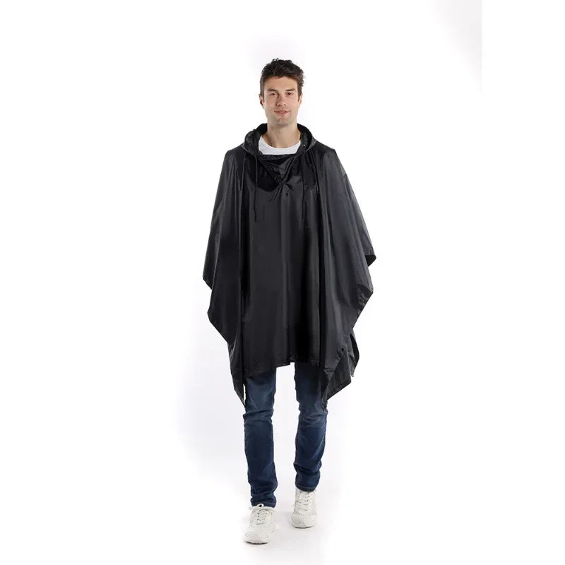 3-in-1 Waterproof Rain Poncho Backpack Cover & Ground Mat Rain Poncho Qme