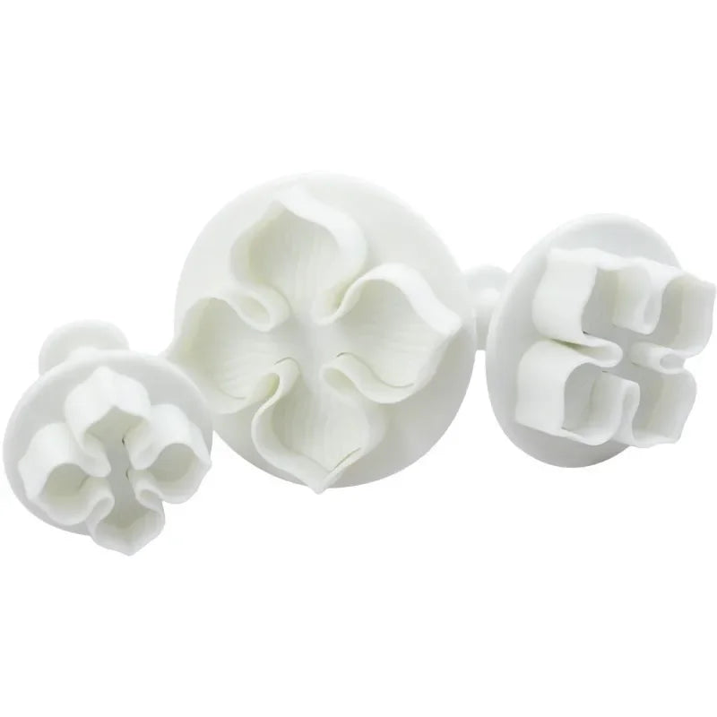 Silicone Hydrangea Fondant Plunger Cutter – 3-Piece Flower Mold Fondant Plunger Cutter Qme