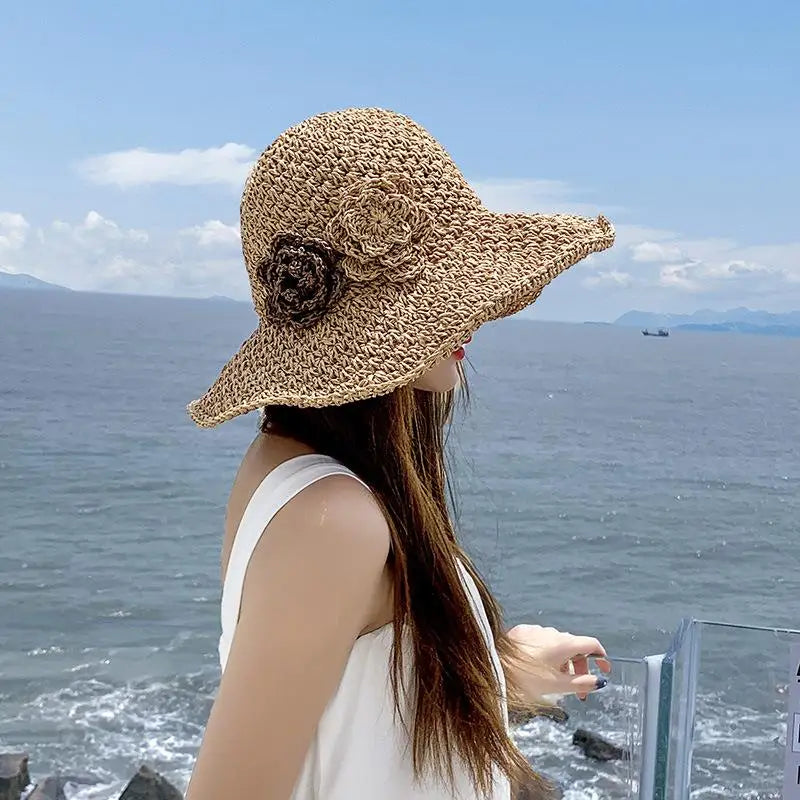 Women's Foldable Wide Brim Straw Sun Hat – UV Protection Straw Sun Hat Qst A1