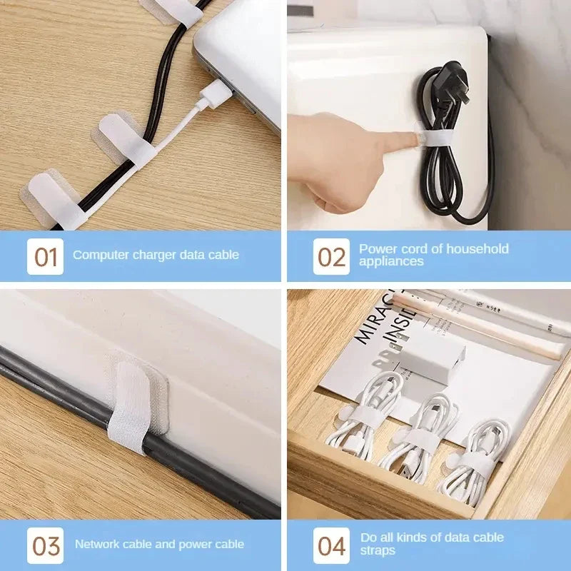 15pcs Nylon Cable Organizer Wire Winder USB Management Ties Cable Organizer Set Qme