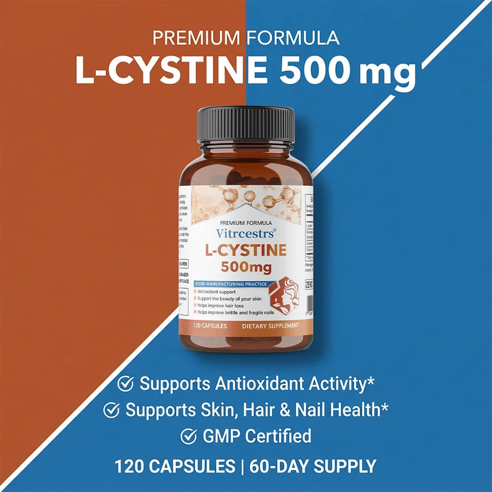 L-Cysteine 500mg with Vitamin B5 & CoQ10 – 120 Capsules Beauty Supplement Qst
