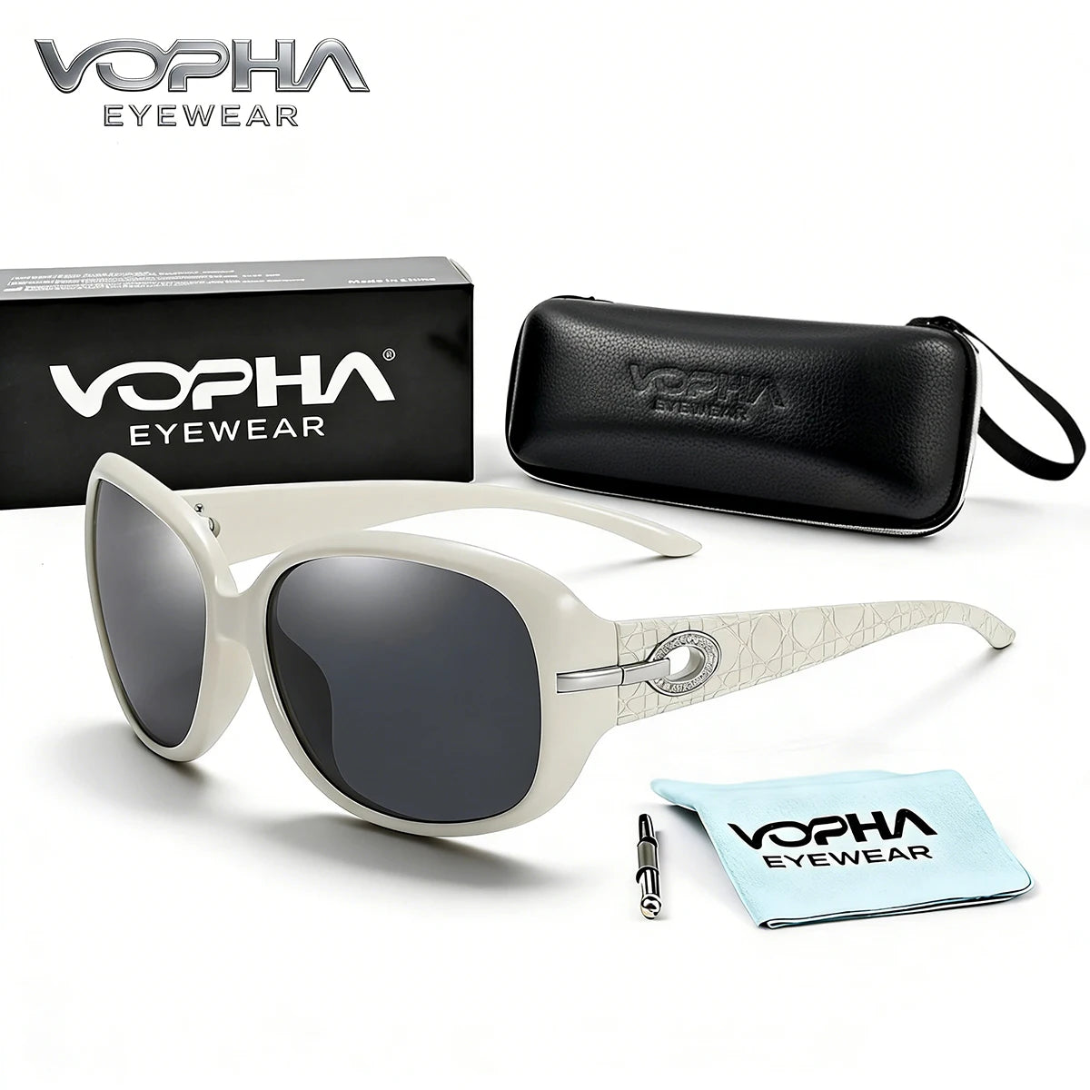 VOPHA Polarized UV400 Sunglasses – Rectangle Women Men Eyewear Polarized Sunglasses Qst Light beige black