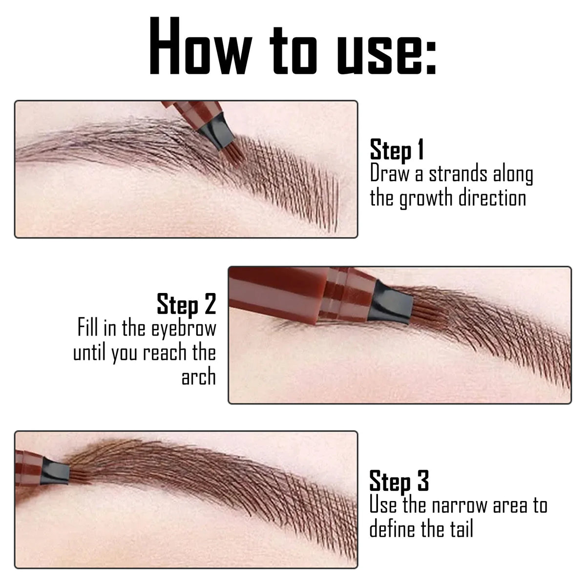 EELHOE 4-Point Microblading Eyebrow Pen – Waterproof, 5 Colors Eyebrow Makeup Pen Qst