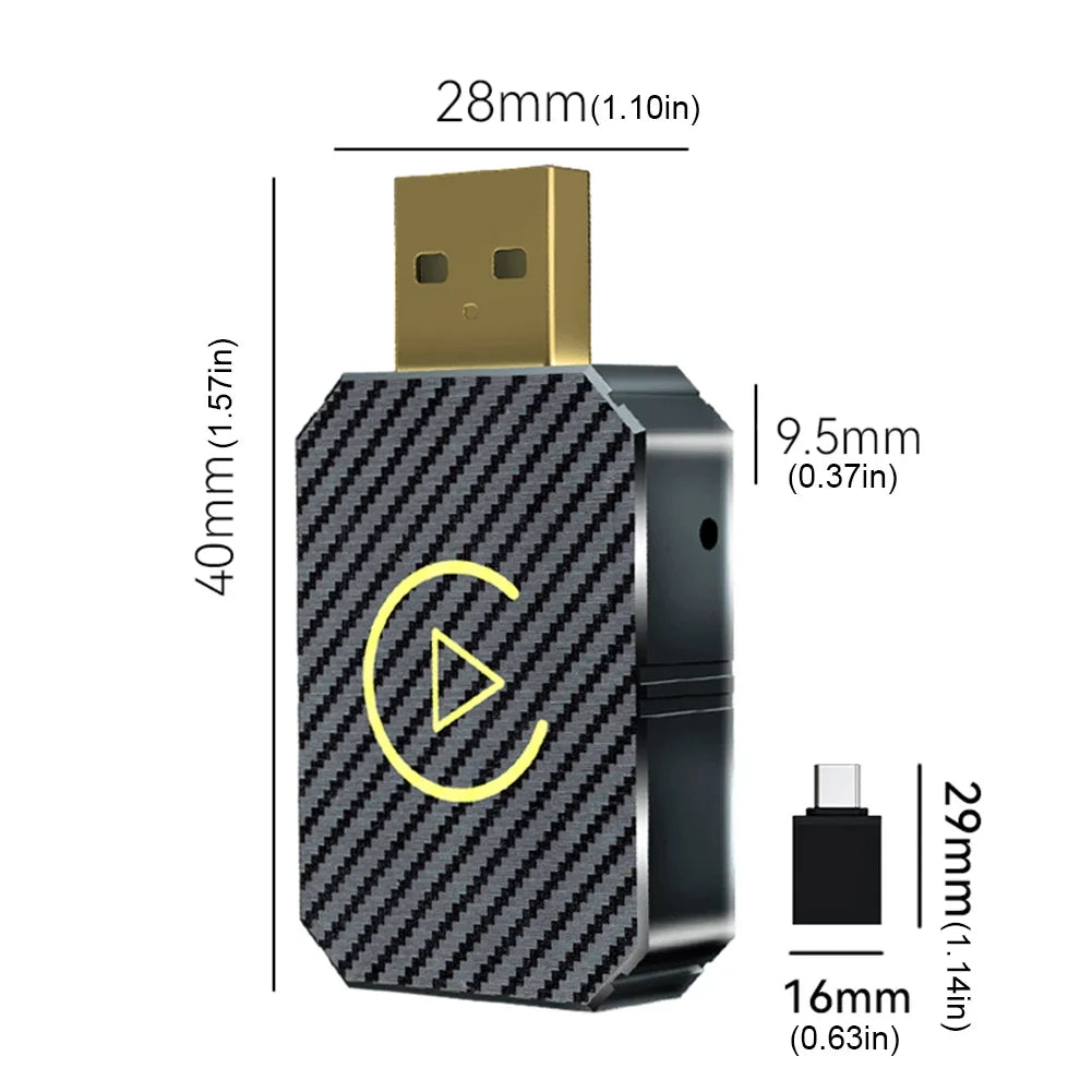 Wireless CarPlay Android Auto AI Adapter Box – Bluetooth 5.0 Wireless CarPlay Adapter Qme