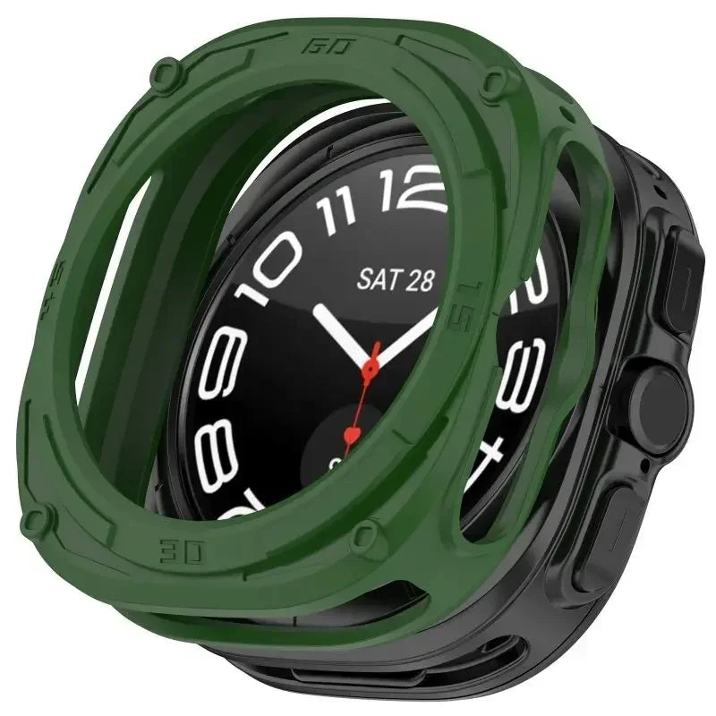 Silicone Case Samsung Galaxy Watch 7 Ultra 47mm Cover Shell Smartwatch Protective Case Qme Dark Green Watch7 Ultra 47mm