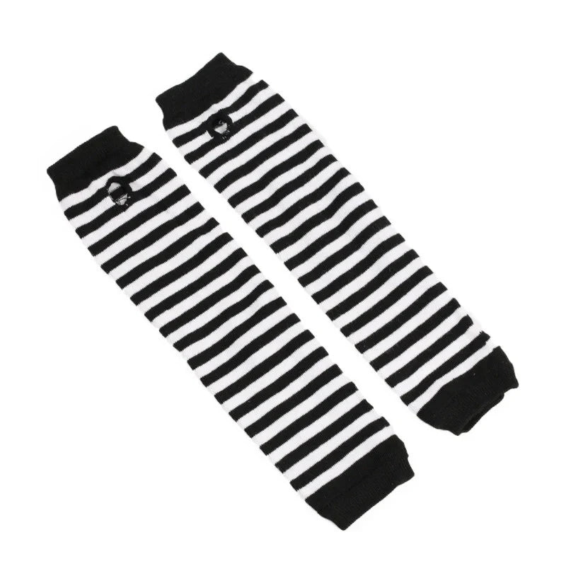 Women's Striped Knitted Elbow Gloves – Long Arm Warmers Knitted Arm Warmers Qme SB746 Length -32cm