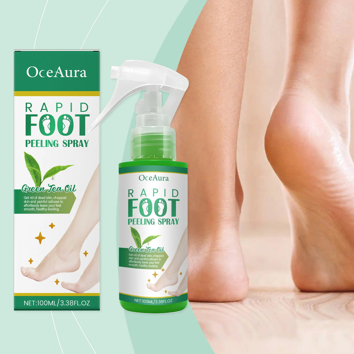 OceAura Foot Exfoliating Spray 100ml – Callus Softener Foot Exfoliating Spray Qst