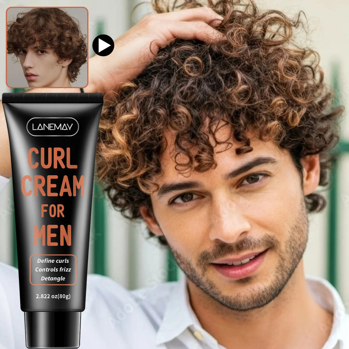 Men's Curl Cream with Argan Oil – Define, Smooth & Control Frizz Men's Curl Cream Qst
