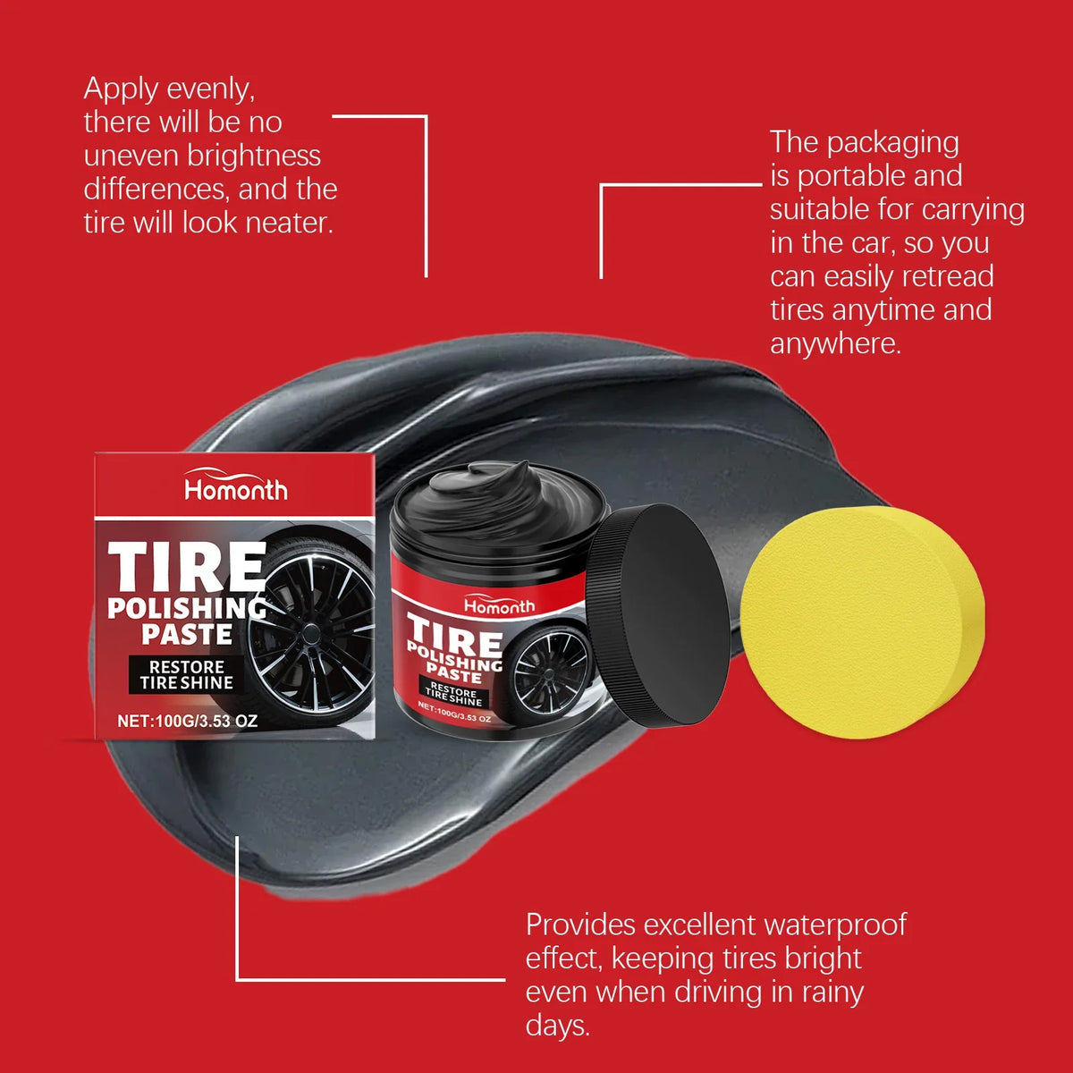 HOMONTH Tire Polishing Paste – Automotive Tire Refurbishing Tire Polishing Paste Qme