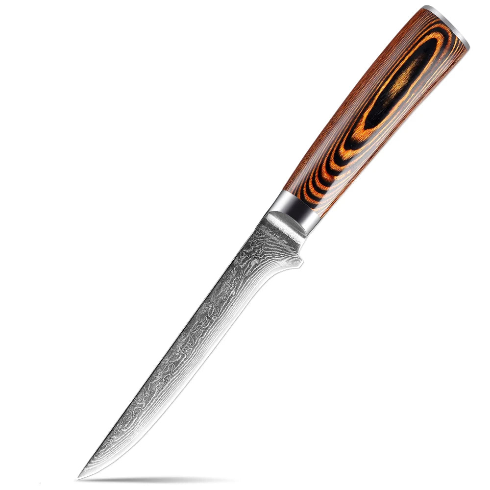 XITUO Damascus Steel Kitchen Knife Set – Colored Wood Handle Kitchen Knife Set Qst Boning Knife