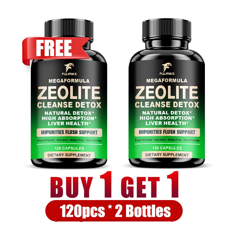 Zeolite Detox Capsules – Full-Body Cellular Cleanse Support Detox Supplement Qst 2 Bottles-120pcs