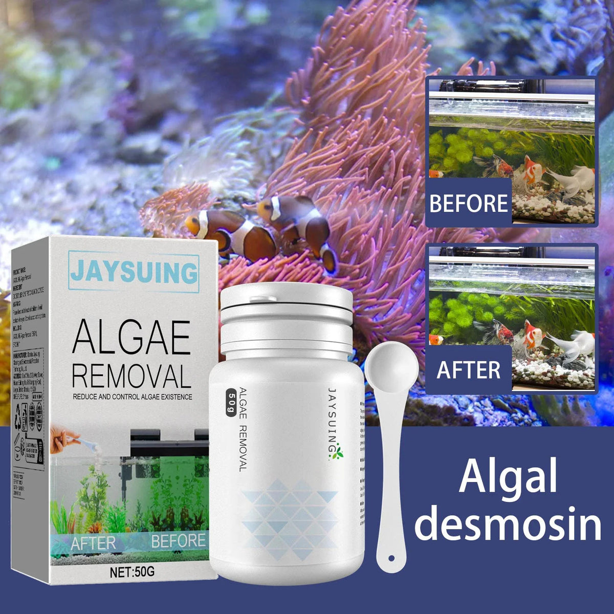 Aquarium Algae & Moss Remover – Clears Green Water Fast Aquarium Water Treatment Qme