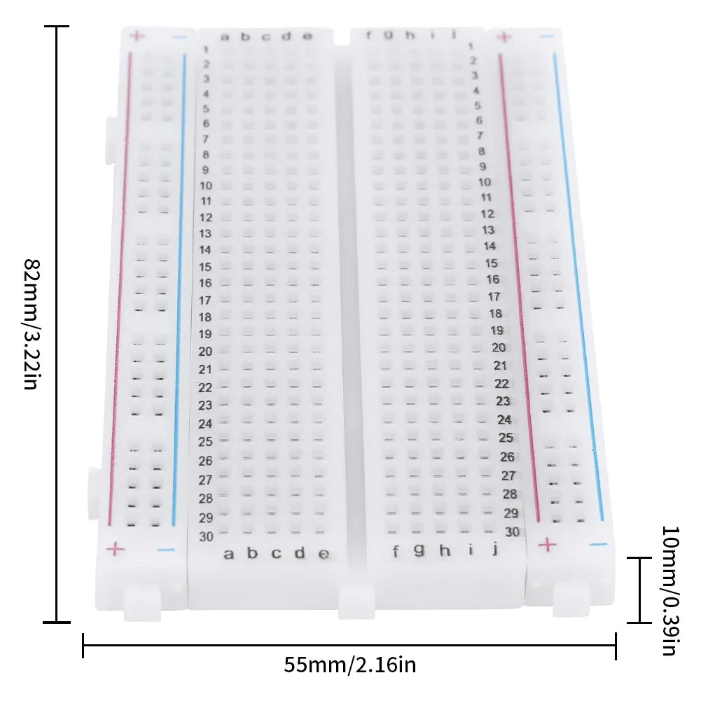 Solderless Mini Breadboard 400 Tie Points – Spliceable PCB Board Solderless Breadboard Qme