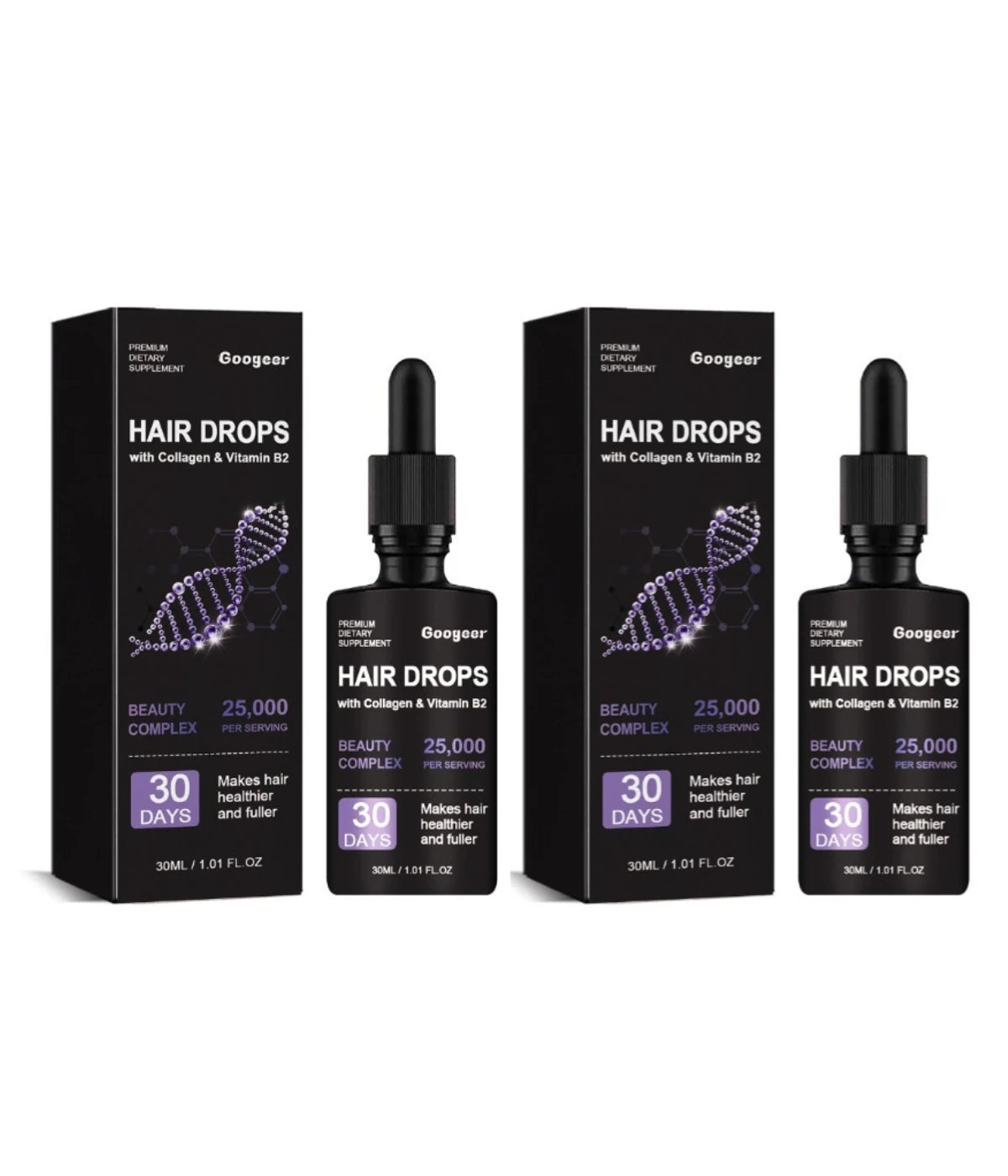 Googeer Hair Drops – Collagen, Vitamin B2 & B7 | 30ml Hair Beauty Drops Qst 60ml(Pack of 2)