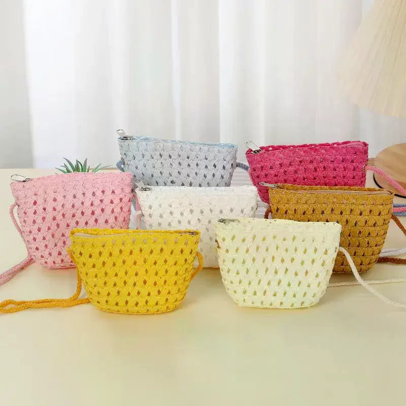 Mini Handwoven Rattan Crossbody Bag – Kids' Summer Straw Bag Kids Crossbody Bag Qme