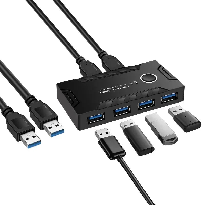 USB 3.0 KVM Switch – Share Keyboard, Mouse & Printer on 2 PCs USB KVM Switch Qme Default Title