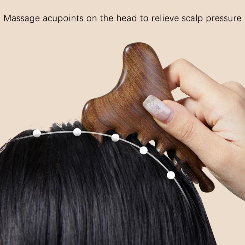 Wooden Handleless Meridian Massage Comb – Wide Tooth Scalp Scalp Massage Comb Qme