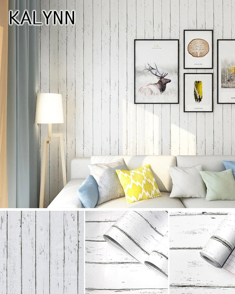 Vintage Wood Peel & Stick Removable Wallpaper – Blue Peel & Stick Wallpaper Qme White wood 1mx45cm