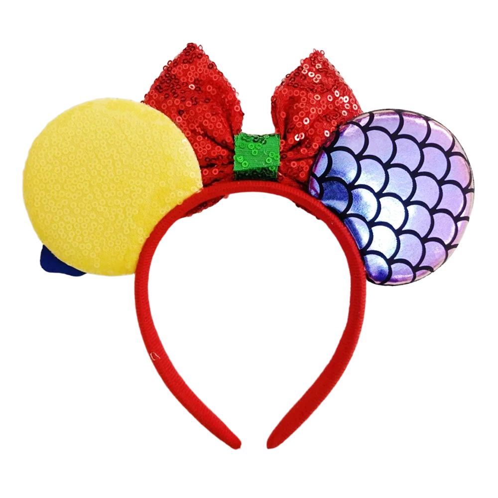 Mermaid Mickey Ear Headband Bow Sequin Cosplay Costume Costume Headband Qme