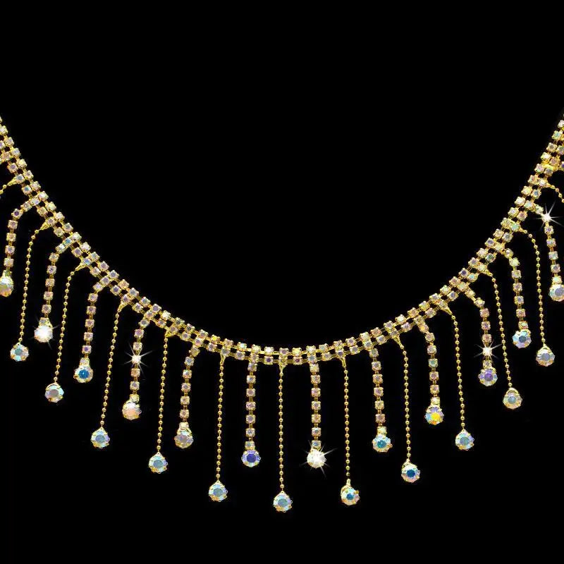 Rhinestone Fringe Trim Crystal Tassel Chain – DIY Sewing Rhinestone Fringe Trim Qst D
