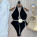Floral Halter Bandage One-Piece Swimsuit – Women's Bathing Suit One-Piece Swimsuit Qme WD1730D1 XL