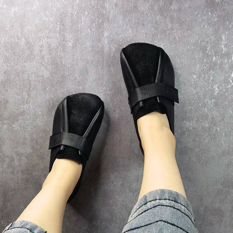 Women's Retro Round Toe Flat Loafers – Soft Suede Ballet Flats Women's Flat Loafers Qst