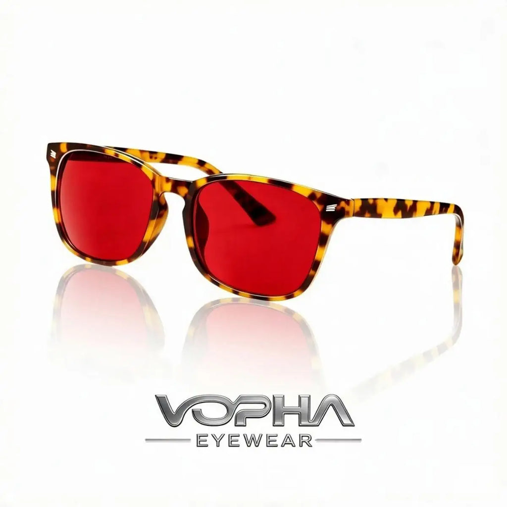 VOPHA S70 Blue Light Blocking Glasses – Amber Lens & Dual AR Coat Blue Light Glasses Qst Tortoise Red