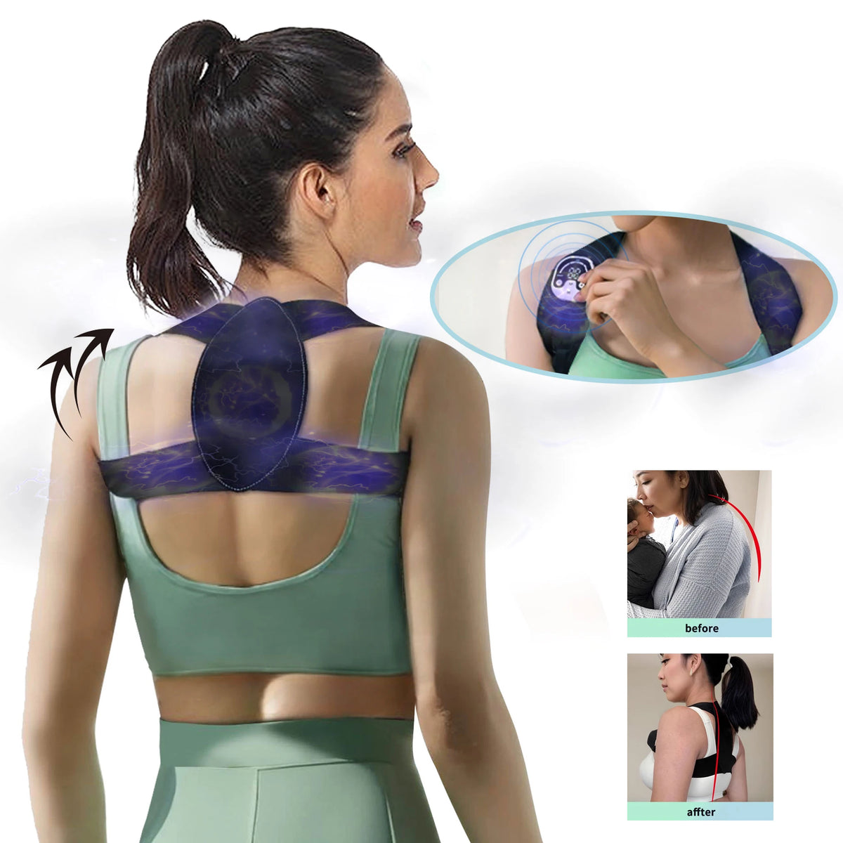 EMS Microcurrent Back Massager & Posture Corrector Belt EMS Back Massager Qst