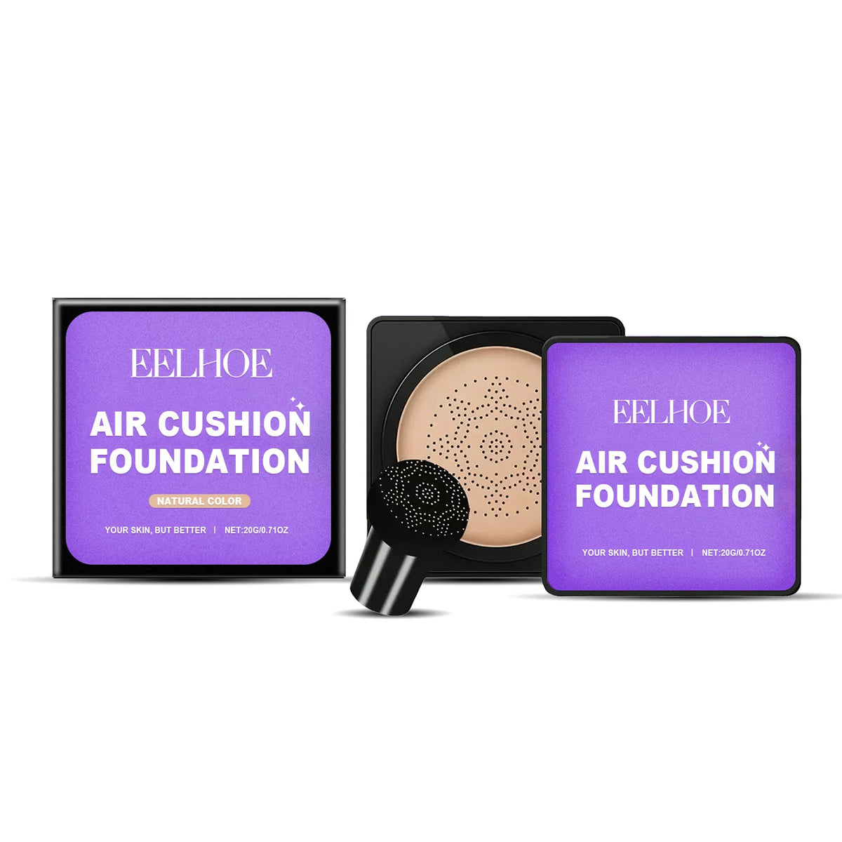EELHOE Mushroom Head Air Cushion Foundation – Full Coverage Air Cushion Foundation Qst Natural