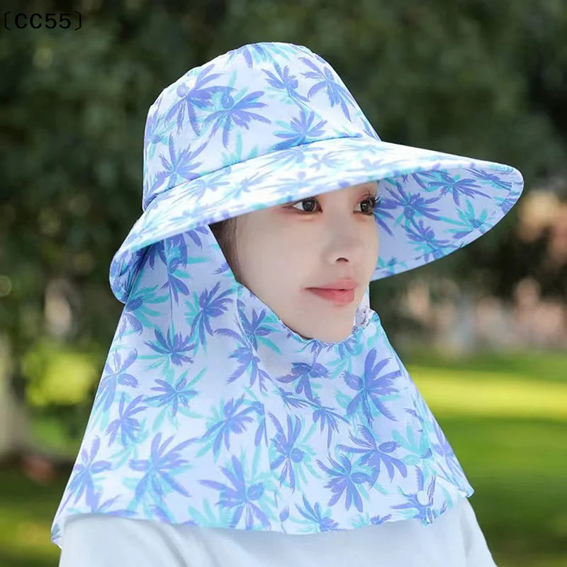 Women's UV Sun Hat with Removable Shawl – Foldable Outdoor Cap UV Sun Hat Qst