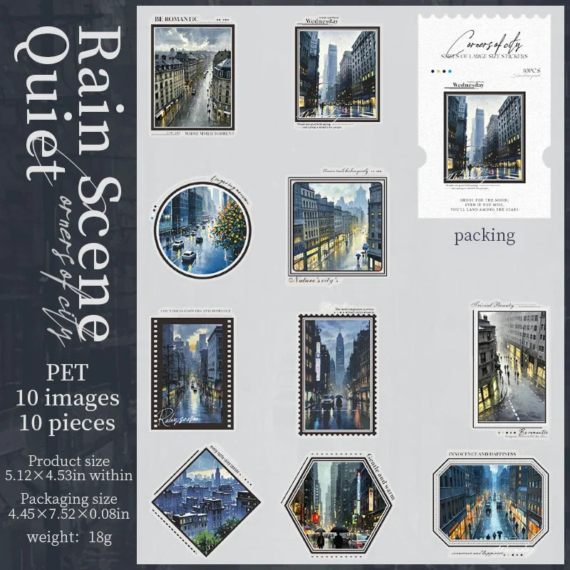 Night View City PET Stickers – Scrapbooking & DIY Collage DIY Craft Stickers Qme A