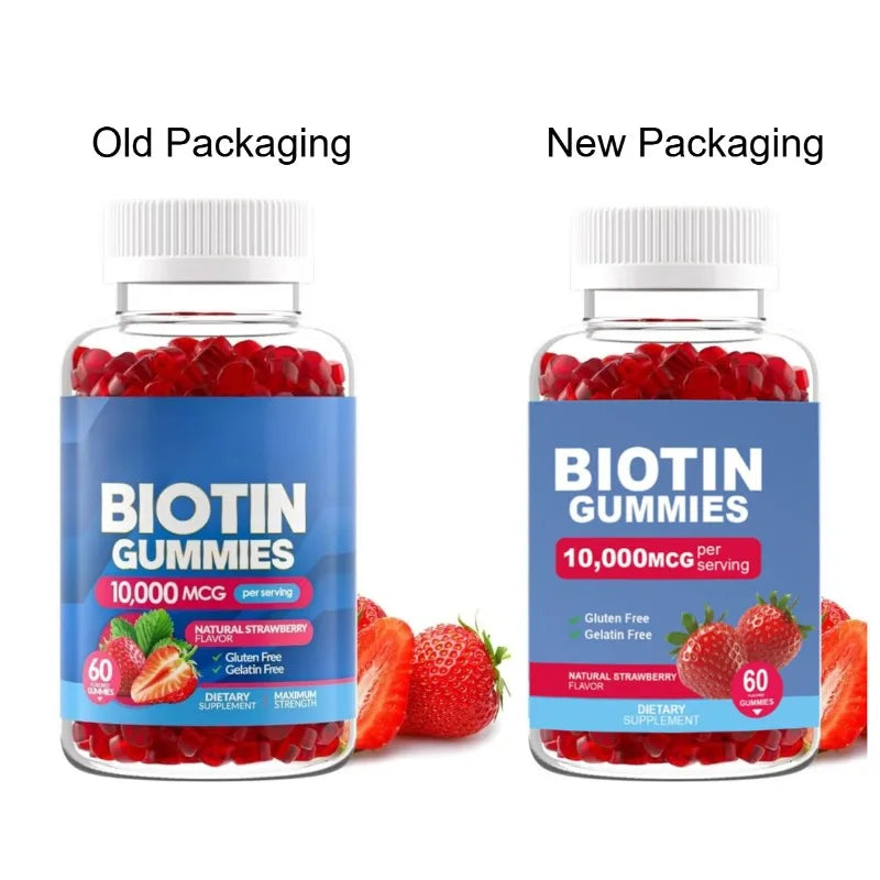 Biotin Gummies for Hair, Skin & Nails – Strawberry, 60ct Biotin Supplement Gummies Qst