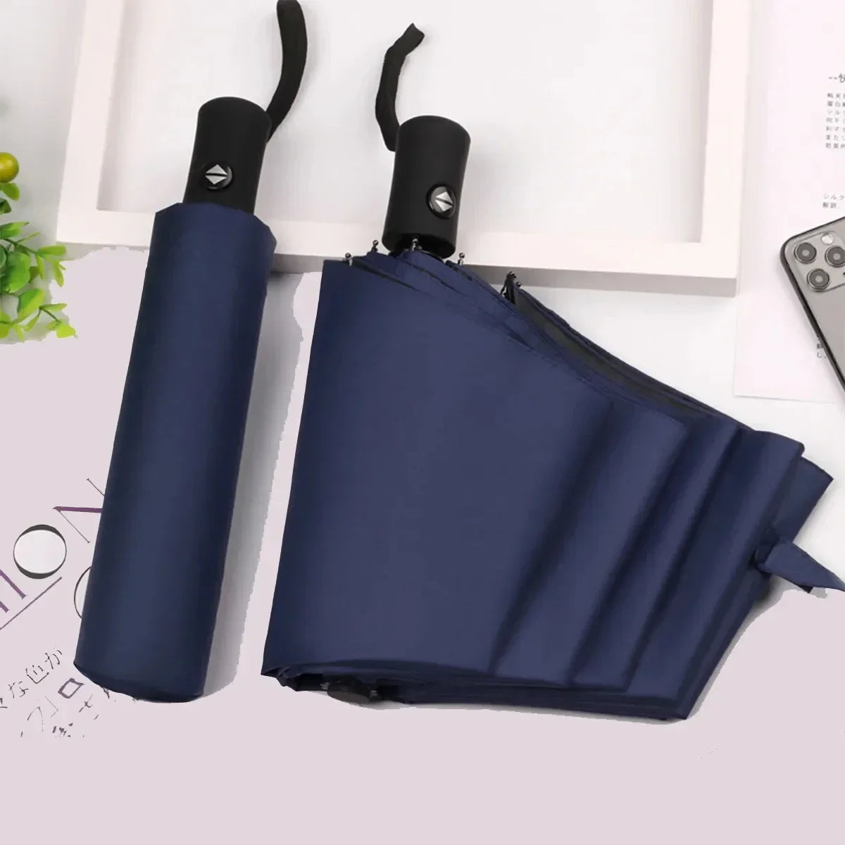 8-Rib Windproof Travel Umbrella – Rain & Sun, Multi-Color Travel Umbrella Qst Iron 8K Dark Blue